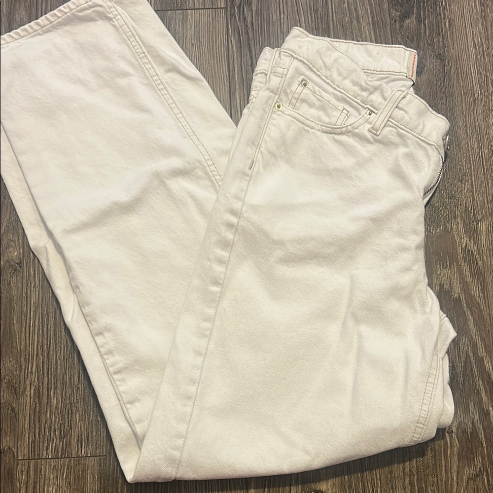 BDG White Straight Leg Jeans with Smooth Texture